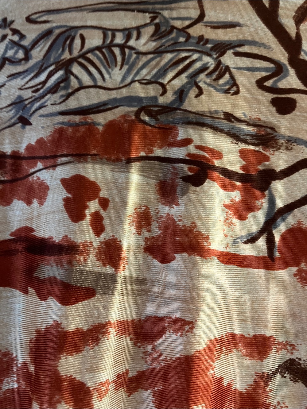 Vintage-Inspired Men's Long Sleeve Printed Shirt - Rust/Beige - Picture 10 of 10